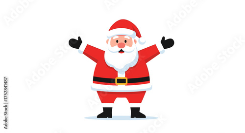 A cheerful Santa Claus with his arms wide open ready to share holiday cheer and festive gifts with everyone.