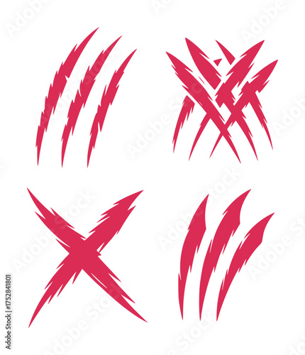 Red Claw Marks and Scratches Vector Graphics