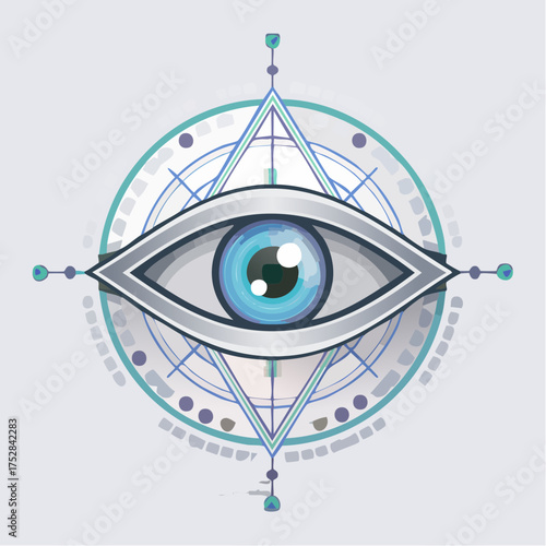 Symbolic Eye Design with Geometric and Spiritual Elements.