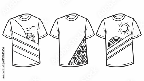 Creative T Shirt Design Mockups Vector Illustration for Apparel Branding and Custom Clothing Graphic Template Development