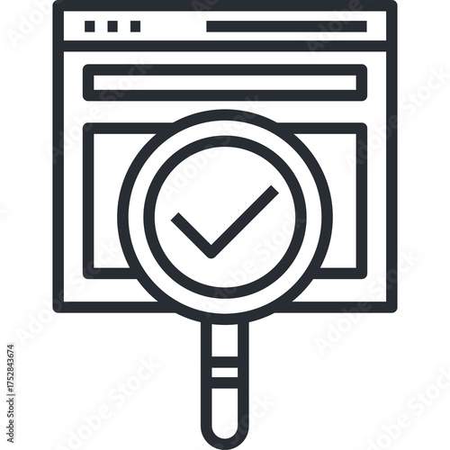 Business Solution Illustration With Magnifying Glass and Check Mark on a Transparent Background