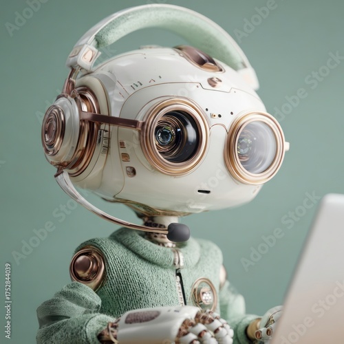 A cute 3d cartoon illustration of a blue screen robot toy wearing a gas mask as a futuristic cyborg android concept for business technology protection