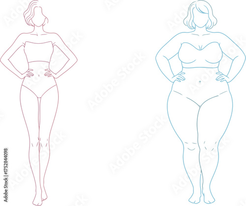 Diverse body shapes and sizes represented by simple line art figures.
