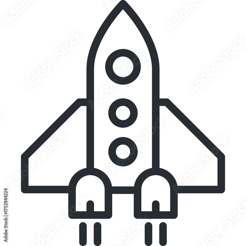 Business Solution Illustration Of A Rocket Ship Launching Into Space With Exhaust Trails Symbolizing Innovation and Startup Growth