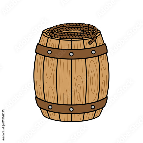 Wooden Barrel with Rope