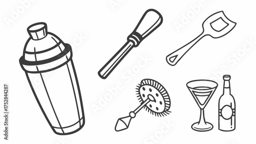 Essential Bar Tools and Cocktail Equipment for Home Mixology, Professional Bartending, Drink Recipes, Party Planning, and Hospitality.