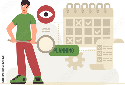 Man doing seo planner analysis