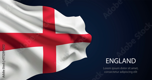 England national flag with elegant folds on dark background