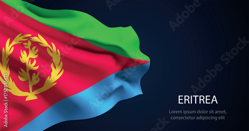 Eritrea national flag with elegant folds on dark background