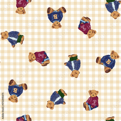 A cute bear pattern perfect for textiles and backgrounds.,
