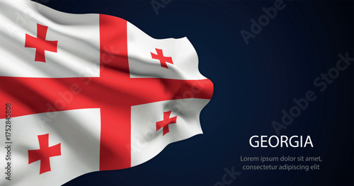 Georgia national flag with elegant folds on dark background
