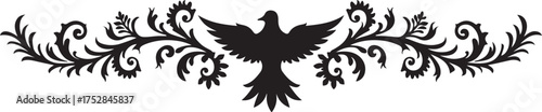 Elegant ornate bird decoration vector with detailed ornamental patterns and graceful curves.
