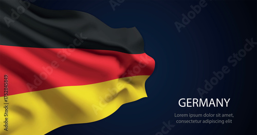Germany national flag with elegant folds on dark background