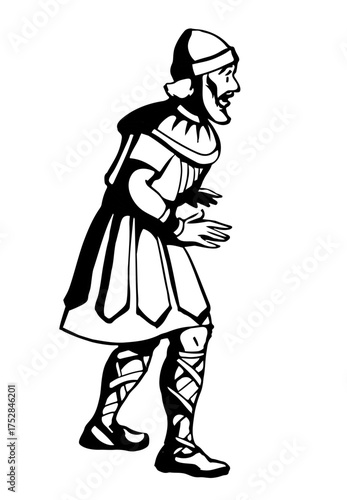 Vector drawing. The king looks ahead