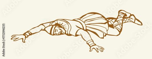 Vector drawing. The falling soldier