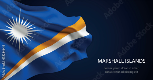 Marshall Islands national flag with elegant folds on dark background