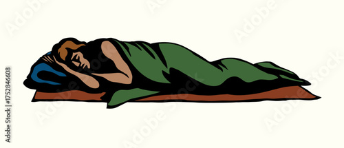 Vector drawing. Ancient sleeping man