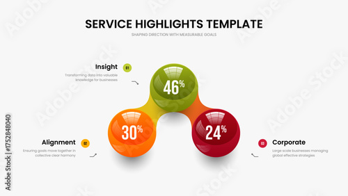 Science Planning Three Option Diagram Slideshow Design. Simple Report 3 Element Infographic Frame Template. Educational Portfolio Slide Layout Vector Illustration.