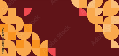 Background autumn material wallpaper, tiles, blocks, blocks, textures of brick, brick, mottled, with geometric shapes overlapping rounded brown beige . Can be used for advertisingeting, presentation.