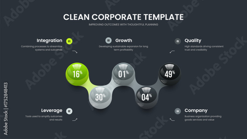 Colorful Analysis Five Option Infographic Frame Template. Simple Report Slideshow Layout Vector Illustration. Creative Visualization 5 Step Graph Presentation Design.