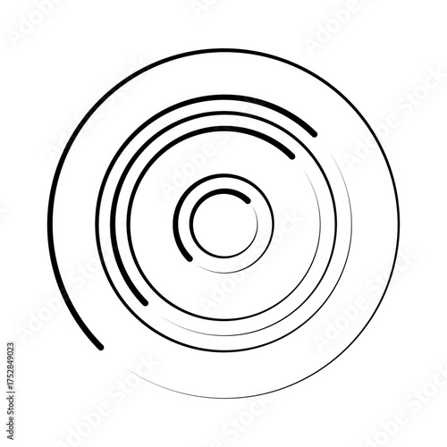 Halftone speed lines circle. Geometric art in circle form. Round swirl movement symbol. Halftone circular frame. Vector design element