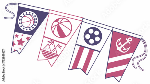 Vibrant Illustrated Summer Bunting Banner for Kids Parties Beach Vacations Nautical Events Sports Celebrations and Festive Decor