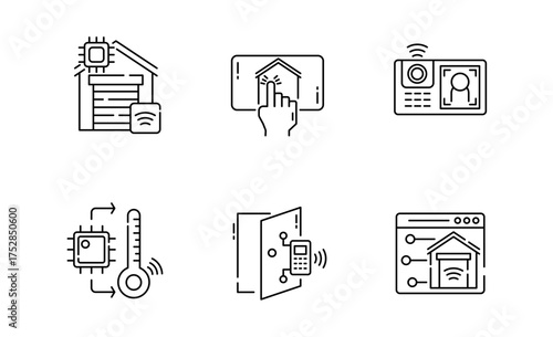 Set of Smart home icon, Technology Wireless thin line and pixel Symbol Outline icon Editable Stroke