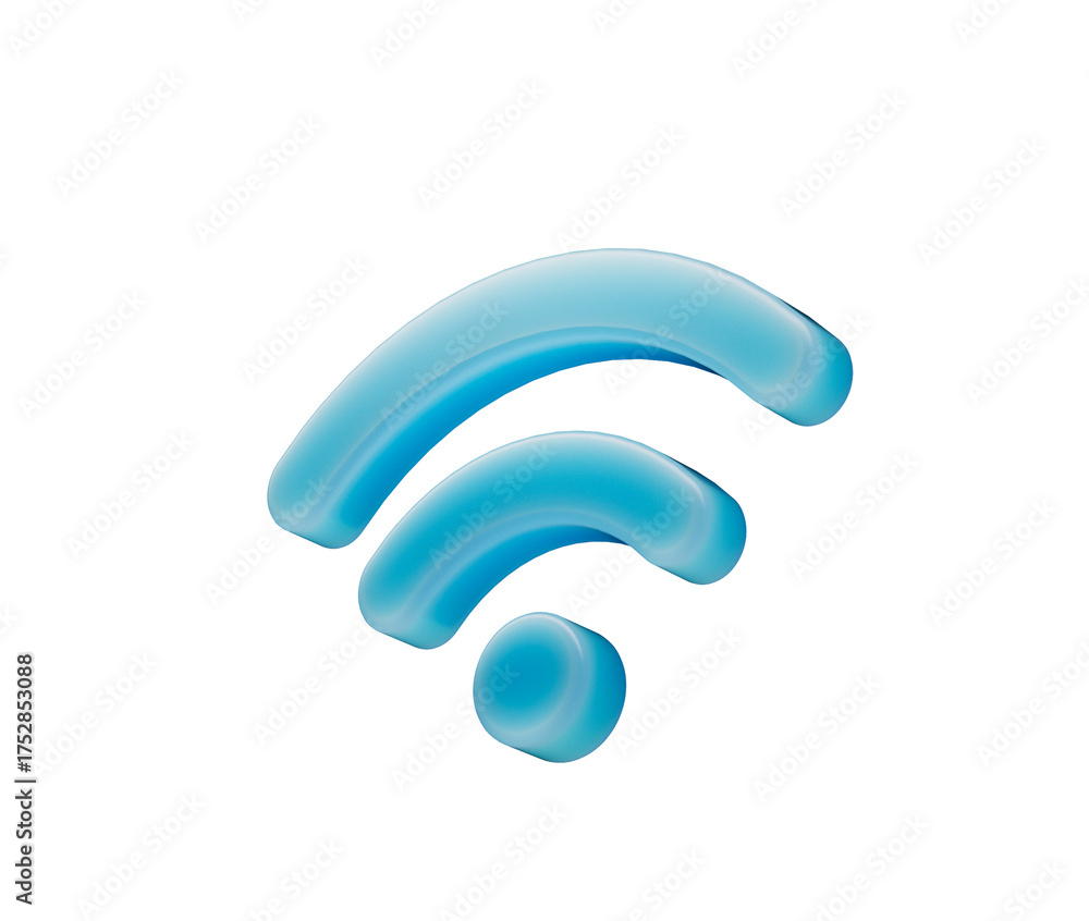 Obraz premium A soft, matte Wi-Fi symbol in a light blue hue, representing wireless connectivity. 3D Illustration