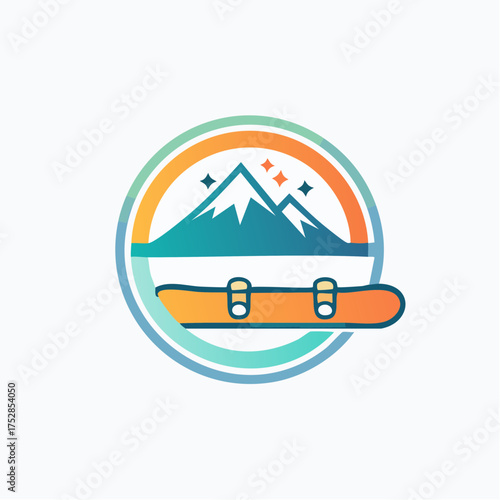 Vector Illustration of a Snowboard with Bindings.