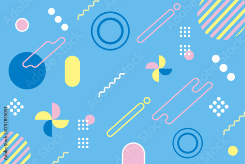 メンフィスデザインの背景イラスト（ブルー）