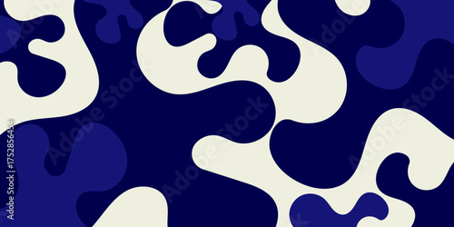 Minimal abstract fluid background with dark blue with creamy color combination design. Background concept design