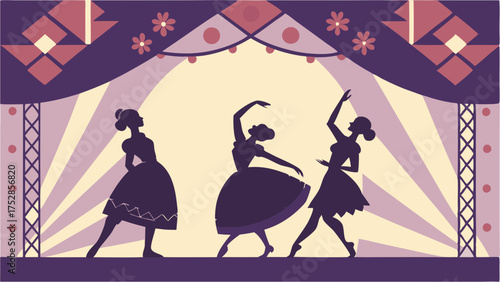 Graceful Stage Performance with Female Dancers Silhouettes for Arts and Culture Event Promotion