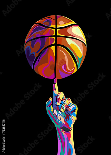 Vibrant Basketball Art Fun Skill Display Dynamic Game