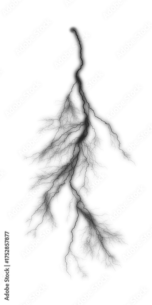 Obraz premium Dramatic lightning strike isolated on transparent background, a powerful natural force