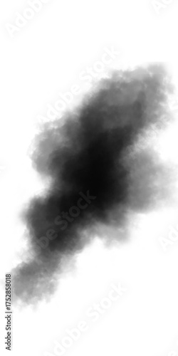 Dark smoke cloud isolated on transparent background for compositing and design