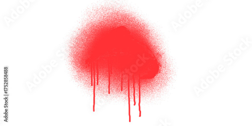 Red spray paint drips isolated on transparent background for graphic design use