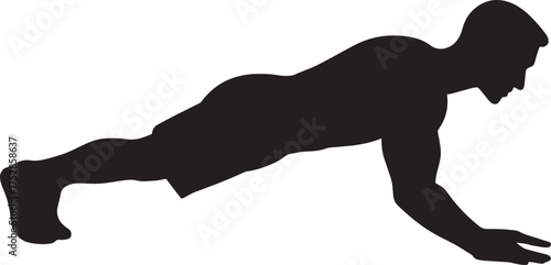 Forearm Plank Hold Fitness Pose Silhouette | Core Workout Vector | Strength Exercise Illustration