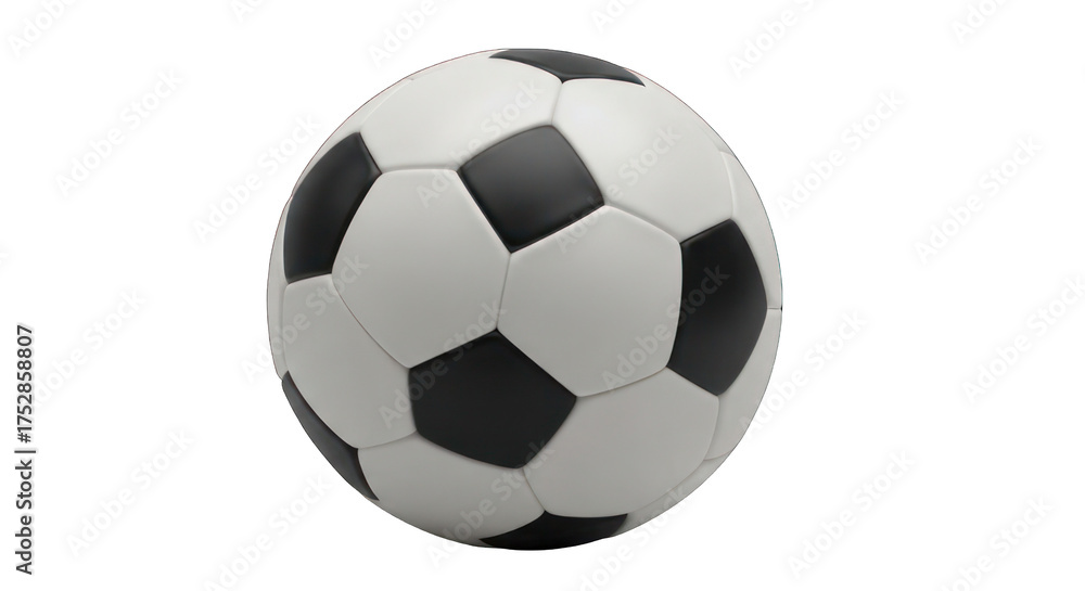 Fototapeta premium Classic black and white soccer ball, isolated on black