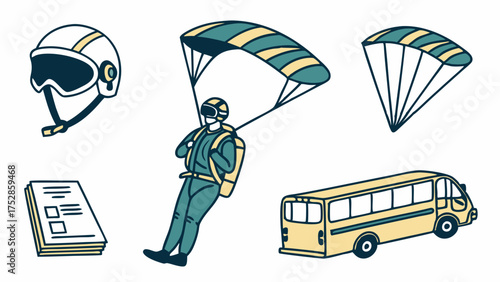 Skydiver Leaping Parachute Helmet Adventure Planning Checklist Bus Brave New Beginnings Strategic Decisions