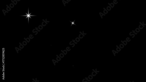Twinkle Sparkling stars, Shine animation on black screen, Vector, doodles style stars night sky blinking, Glowing stars sparkle on transparent background, 4K animation