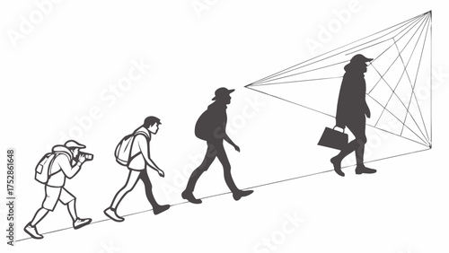 Ambitious Individuals Progressing Uphill on Career Path Towards Future Business Success and Strategic Goals