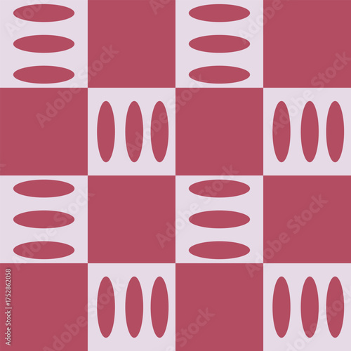 A seamless pattern featuring alternating squares in two colors, light mauve and deep pink.