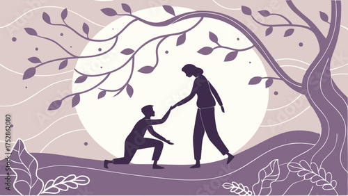 Supportive Hand Reaching Out in Nature for Empathy, Mental Wellness, and Community Care. Personal Growth Guidance.