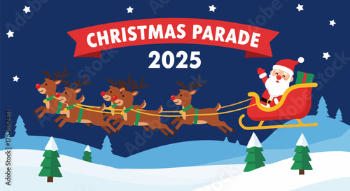Festive Christmas Parade with Santa and Reindeer