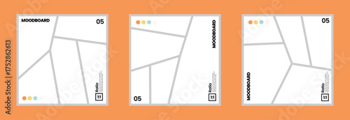 Square 5 panel comic moodboard layout with color palette for creative poster