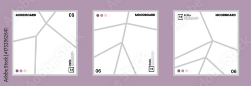 Modern 6 panel comic layout moodboard with color tones on square background