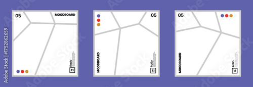 Modern 5 panel comic style moodboard template with color palette design