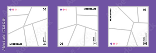 Vector 6 panel comic inspired moodboard with color palette and poster grid