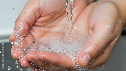 Wallpaper Mural Close-up of human hands washing with soap under running water Torontodigital.ca