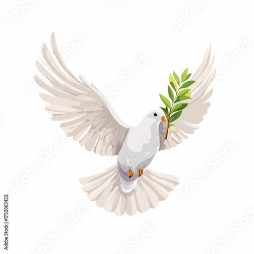 White Dove with Olive Branch Symbolizing Peace.